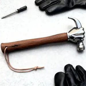 Fist-shaped ram hammer, unique design, stainless steel with solid wood handle, suitable for camping, outdoor emergencies, and everyday home repairs. A versatile tool with an elegant gift box, perfect for men and DIY enthusiasts.