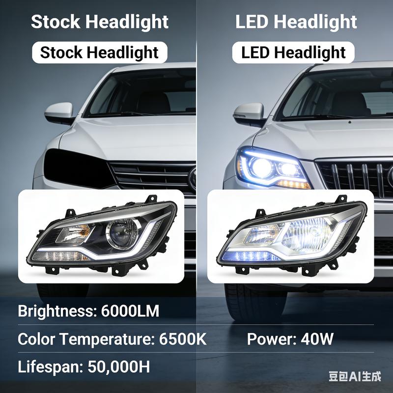 White & Crisp Vision: DOT Approved LED Headlights Kit - 6000K Brightness for Superior Night Driving Safety.