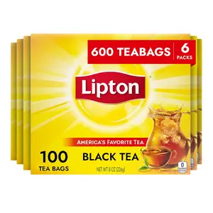 Lipton Black Tea Bags, Hot or Iced, Black tea with Caffeine, 600 Total Bags (100ct - Pack of 6)