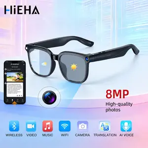 HIEHA 2026 New Smart AI Music Camera Glasses with 8MP Camera, Photo & Video Recording, Touch Button Control, Hands-Free for Travel & Outdoor Adventures, Multi-Language Translation, Bluetooth Wireless Wearable Video Recording