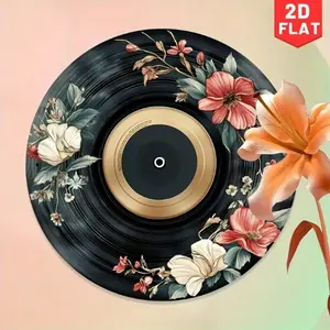 Vintage Floral Design Round 7.87 Inch Aluminum Metal Sign Wall Art For Home Kitchen Office Garden And Indoor Outdoor Decor
