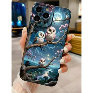 1pc Owl Designed Anti-Drop Mobile Phone CaseSuitable For IPhone17/IPhone17 Air/IPhone17 Pro/IPhone17 Pro Max/16 Pro Max/15 Pro Max/14 Pro Max/13 Pro Max/12 Pro Max/11 Pro Max Waterproof Shockproof Scratch Resistant