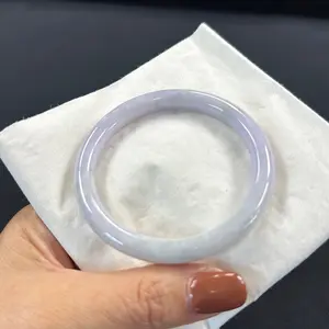 Natural Jadeite Emerald Bangle - Beautiful Lavender Colors with Light Green Base - Type A