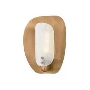 Adler Wall Sconce - Patina Brass Shell-Shaped Reflector with Delicate Cast Sprite Glass Design