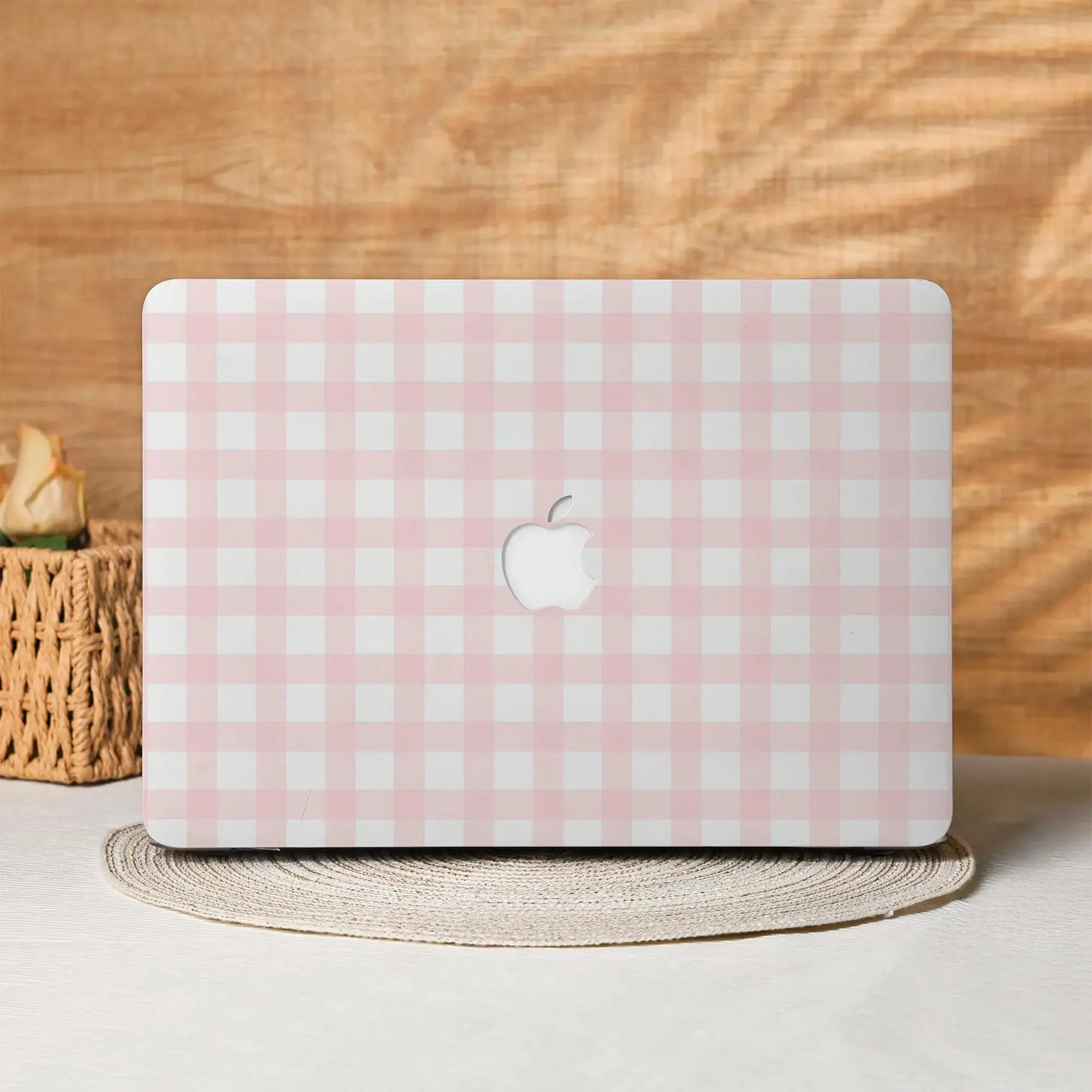 Pink White Checker MacBook Case for MacBook Air 15 13, MacBook Pro 16 14 13 Inch,  MacBook Protective Case Cover
