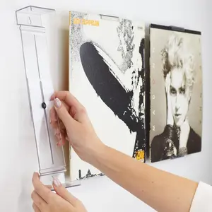 CollectorMount Album Mount 2 Pack Wall Mount Album Frame Brackets or Shelf Stand, Adjustable, Clear to display Vinyl Records