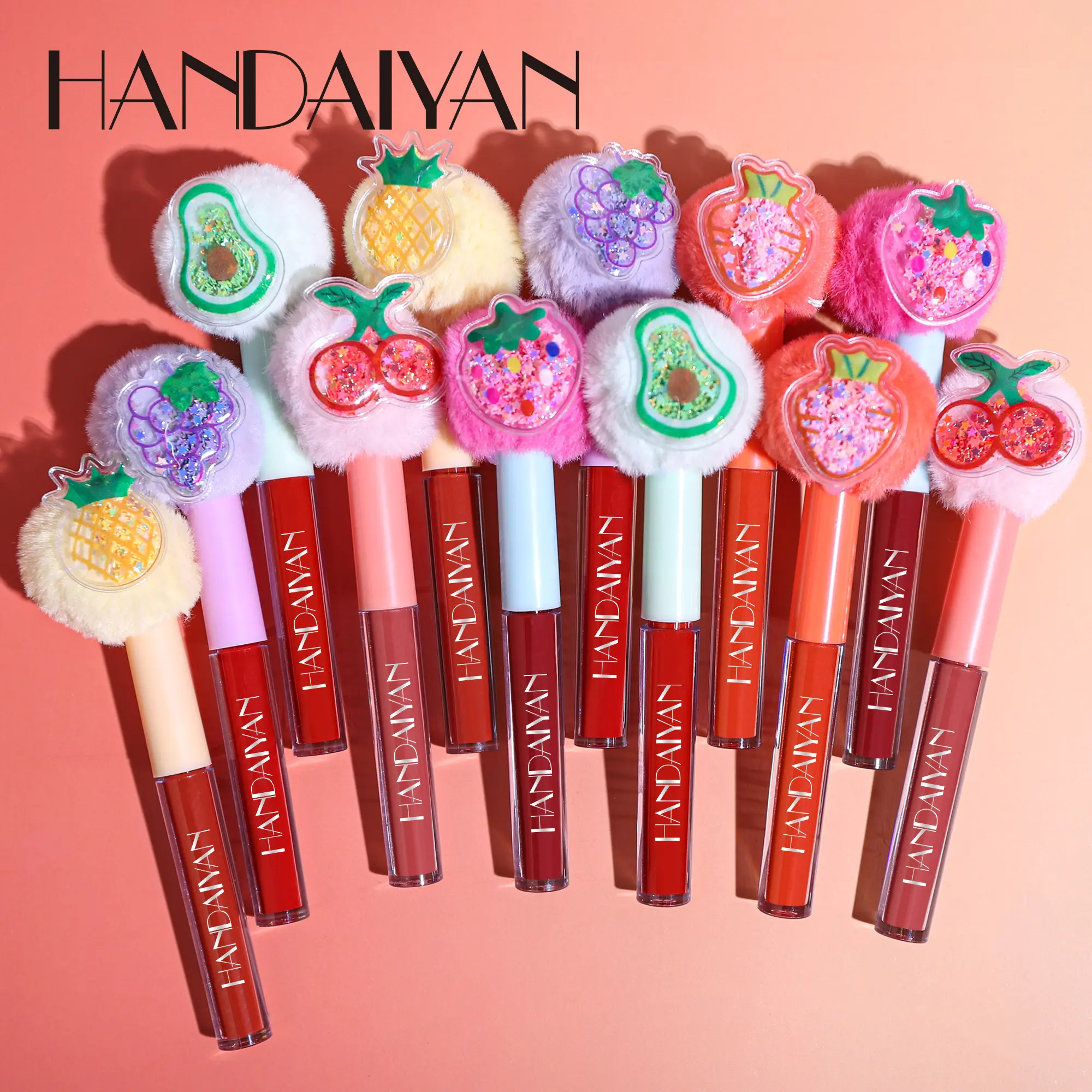 So Cute! Furry Fruit Lip Stain Set, Waterproof & Long Lasting Matte Lip Gloss Velvet, Non-Drying Liquid Lipstick Great Gift for Bestie Lip Plumper Set Lip Care Lip Plumper Set Lip Care Cosmetic Lip Crayon Glossy Lip Care glaze