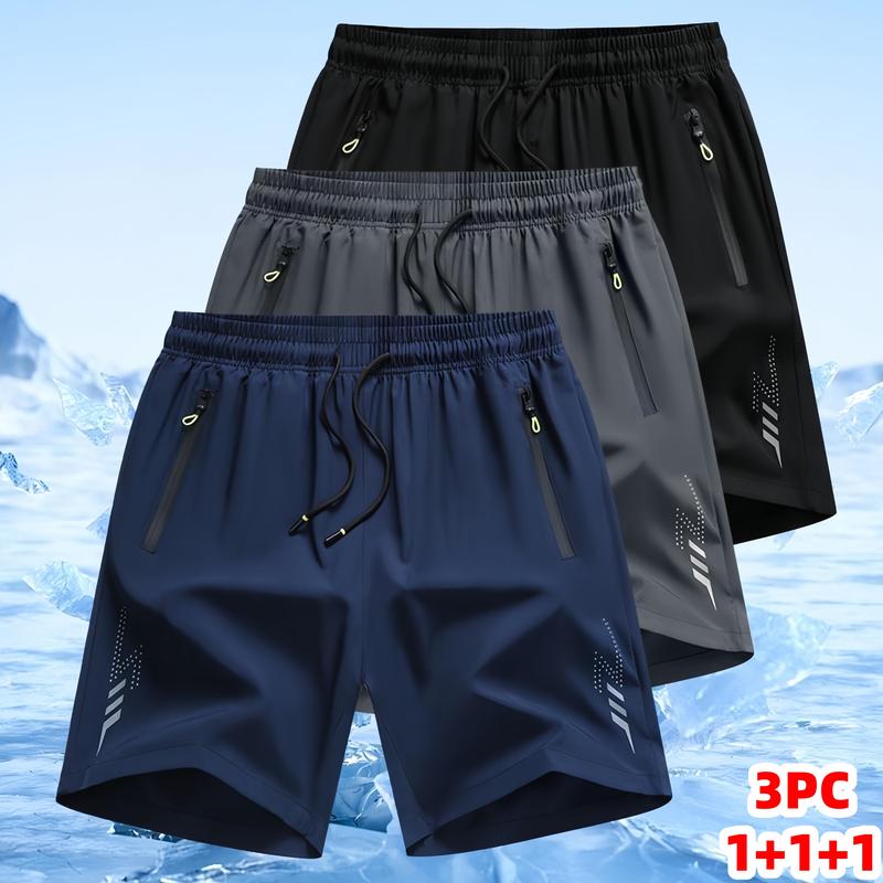 3 Pack Men’s Regular Small Size Ice Quick Dry Athletic Shorts, Lightweight Breathable Workout Shorts with Zipper Security Pockets, Adjustable Drawstring Waist Sport Running Bottoms for Gym Hiking Daily Summer Casual