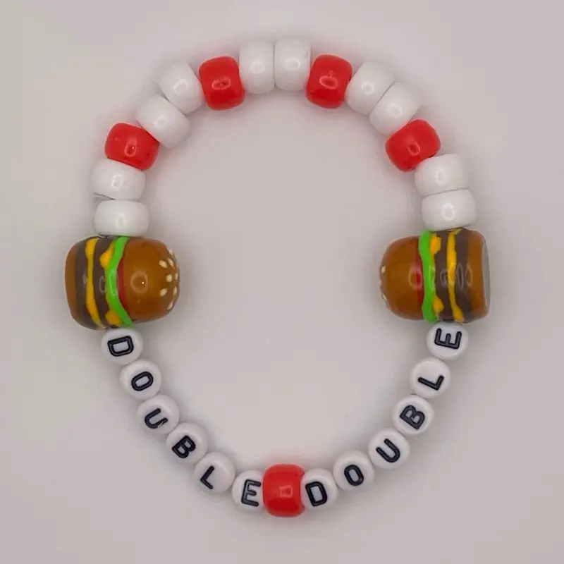 Double Cheeseburger Beaded Bracelet | Kandi, Foodie, Rave