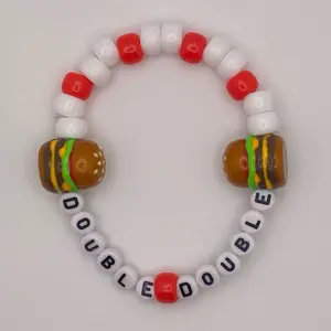 Double Cheeseburger Beaded Bracelet | Foodie, Rave