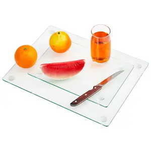 Garvee Tempered Glass Cutting Board for Kitchen, Transparent Countertop Cutting Board, Non-slip Cutting Board, Scratch, Heat and Break Resistant, Easy to Clean, 12 x 16 inches