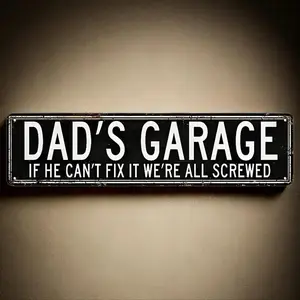 Dad's Garage Metal Tin Sign, Novelty Street Sign, Home Decor, Decorative Plaque, Decorative Wall Sign for Home Farmhouse Garage, Living Room Decor, Home Decor Products, Vintage Garage Signs