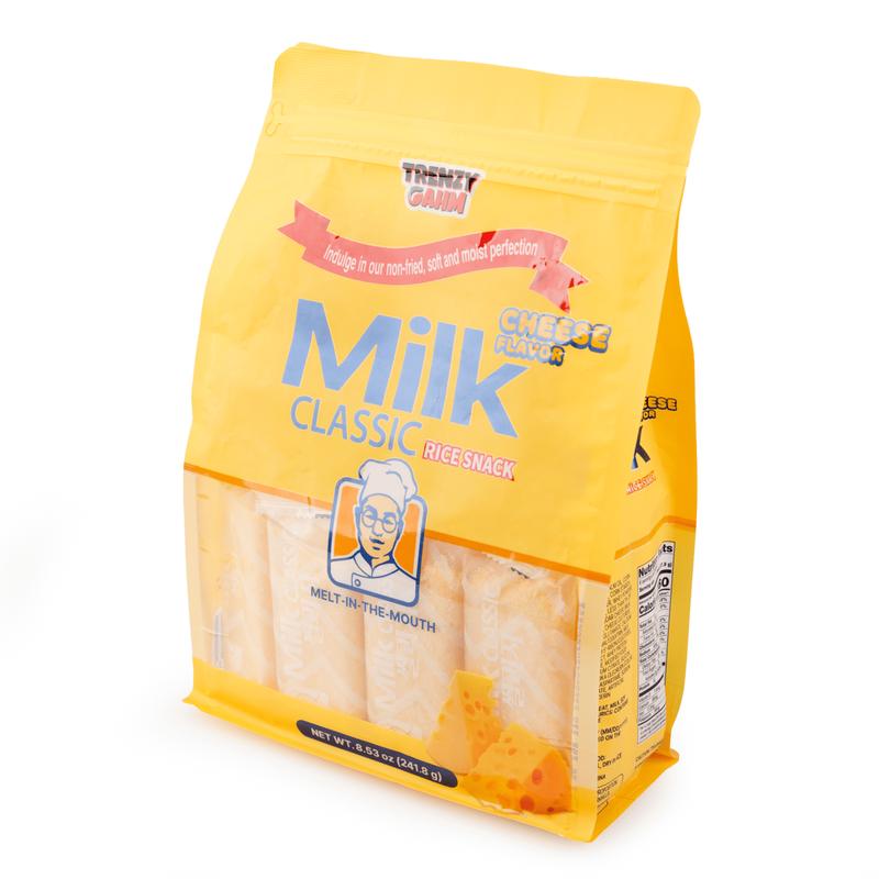 Trenzy Gahm Milk Classic Rice Snack - CHEESE Flavor Crispy Snack Individually Wrapped Melt In The Mouth Crunchy Korean Rice Cake Treat - Ricecakes