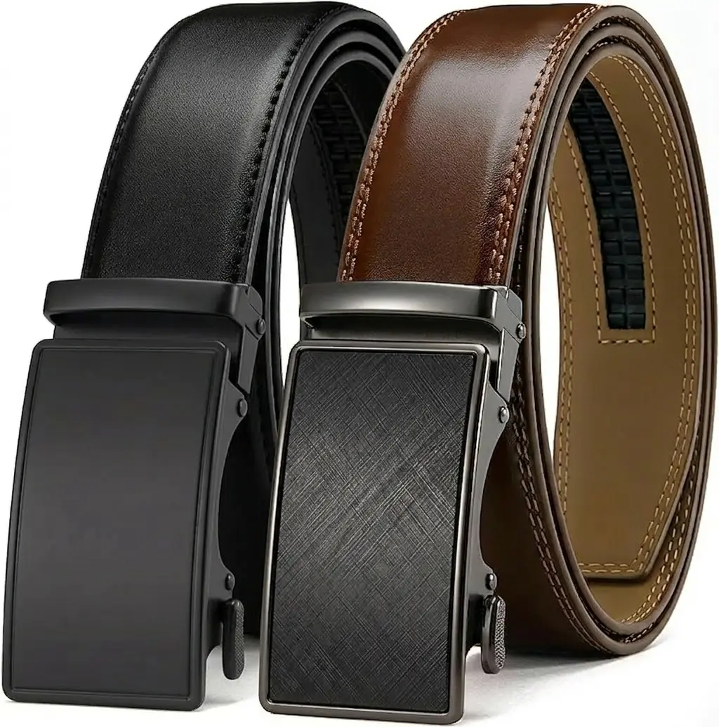 2 Pack Ratchet Belt Men, Men Leather Belts for Dress Casual, Size Adjustable Trim to Fit 2 Pack Ratchet Belt Men, Men Leather Belts for Dress Casual, Size Adjustable Trim to Fit