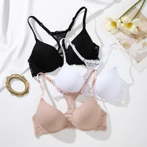 3 Pieces Sexy Front Closure Comfortable Lace Backless Women's Bra with Front Closure Versatile Comfortable Breathable Push-Up