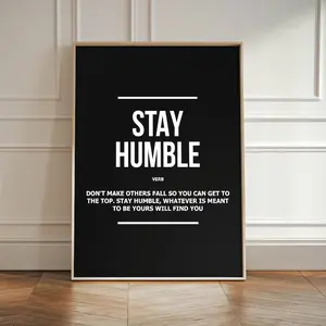 Gratitude Inspirational Wall Art Humility Definition Office Decor Be Kind Quote Print Digital Encouragement Poster Stay Humble Saying, Print On Paper