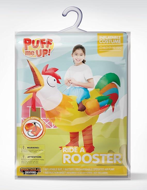 Spooktacular Creations Chicken Inflatable Costume, Riding an Rooster Halloween Ride-on Chicken Costumes, Funny Blow Up Inflatable Suit for Halloween Dress Up Parties Multicolor Valentine's Day Gifts for Kids