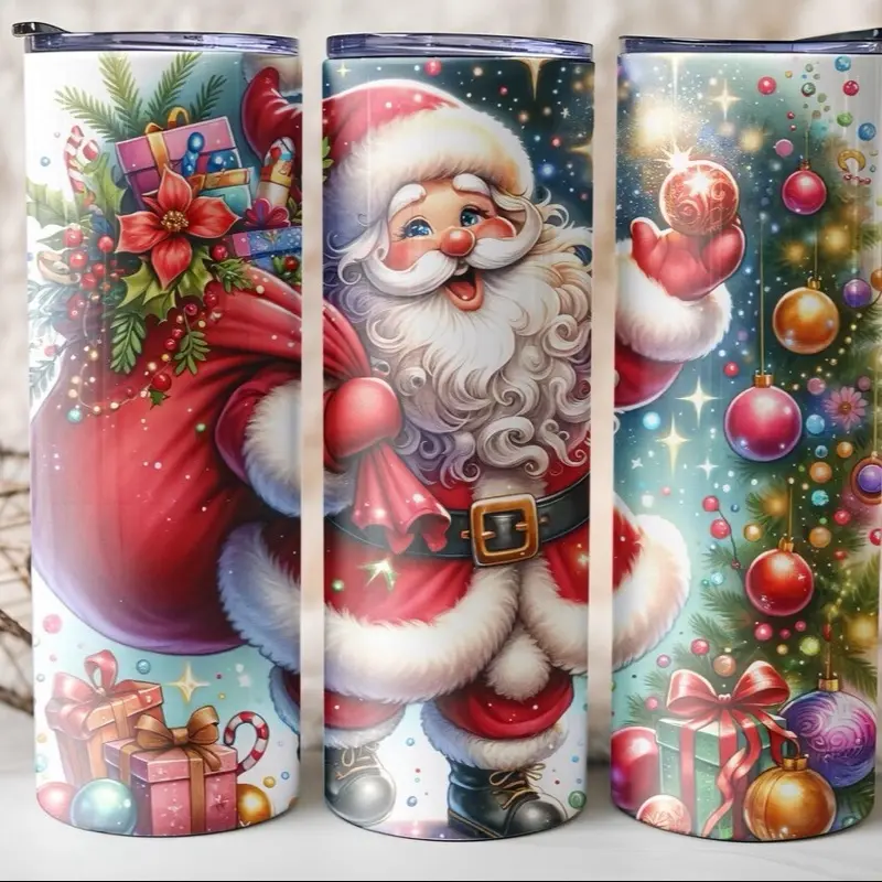 Santa 20oz Tumbler with Festive Christmas Design and Vibrant Colors Perfect for Holiday Gifts
