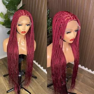 Virgins Knotless Braided Wig Full Lace Red Hair Styling for Versatile Look