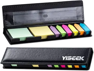 Sticky Notes Set with Ruler, 640PCS Colored Page Markers And Index Tabs, Mini Sticky Note Pads, Arrow Flags, Leather Organizer Case for Office School Book Tabs,YISEEK