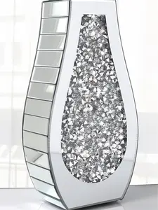 Crushed Diamond Mirror Vase Crystal Silver Glass Stunning Decorative Vase Flower Luxury for Home Décor Light Wedding Wedding Ornaments Decoration Light