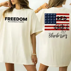 Freedom Shirt, Red White & Blueberries Unisex T-shirt, Men's Women's Shirt, America Flag Tee, Gift for Fan, Red Color Available