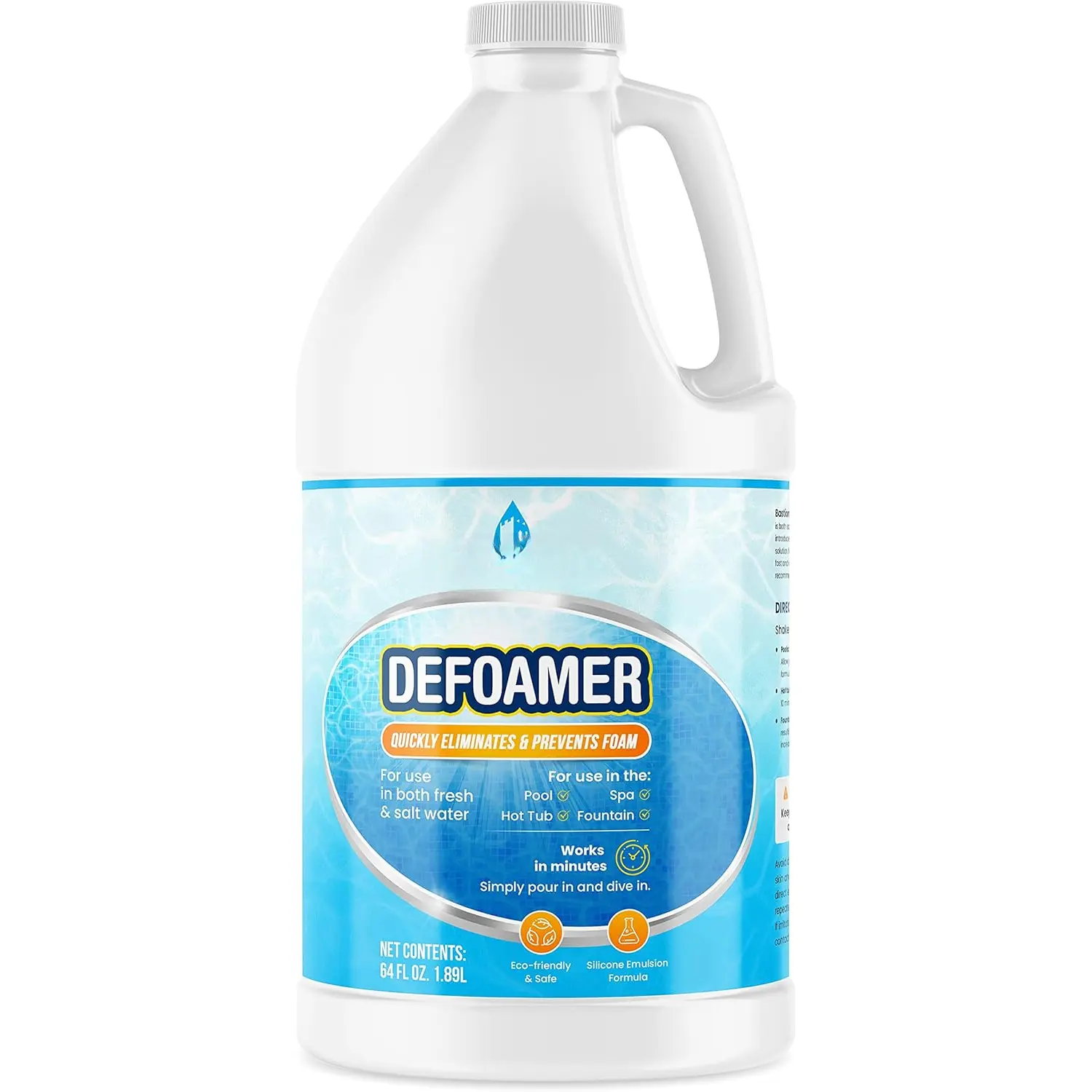 Hot Tub Defoamer - Pool, Fountain, &  - Antifoam Concentrate -  Emulsion - Quickly Removes & Prevents  in Water -  & Safe Formula - No Harsh  - 1/2 Gallon (64 oz.)