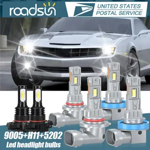 Fit For Chevy Silverado 1500 2500 2007-2015 LED Headlight High/ Low Beam+Fog Light Bulbs Combo, 9005 H11 5202 Super Bright 6000K White, Pack Of 6/4