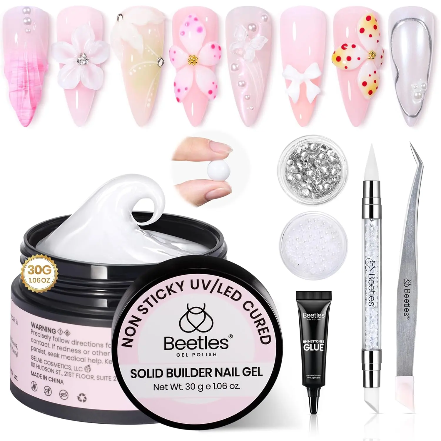 30g White Hard Gel Nail Art Kit