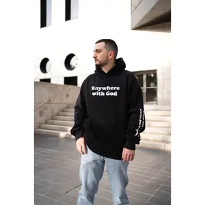 Men's 400gsm Heavyweight Fleece Cotton Pullover Hoodie - Casual Longsleeves, Generous Fit, Faith Slogan, Comfortable Menswear Sweatshirt