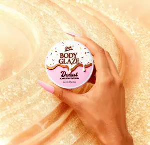 Body Glaze Vanilla Donut - 2-in-1 Highlighter & Moisturizer, Grape Seed & Jojoba Oil, Dewy Makeup Oil, 57g Travel Size,body glaze scent from heaven Long-Lasting Fragrance, Cruelty-Free, Hydrate & Radiant Skin Cosmetic Shimmer Bronzer Scent body travel