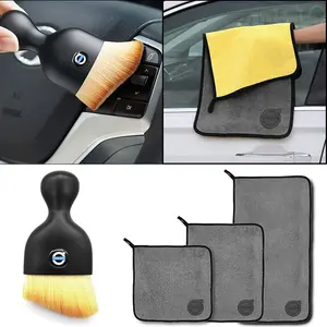 Volvo Car Wash Towel Brush Set, Super Absorbent Microfiber Cloth & Scratch-Resistant Brushes, Quick Drying No Residue, Fits Volvo Models