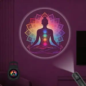 2D Flat, 1 pc, Chakra Meditation & Mandala Pattern, Portable LED Pattern Projector Light, USB Interface, 360° Rotation, Suitable for Yoga & Meditation Sessions, Ideal for Bedroom & Meditation Room, A Perfect Gift for Yoga Practitioners & Spiritual Seekers