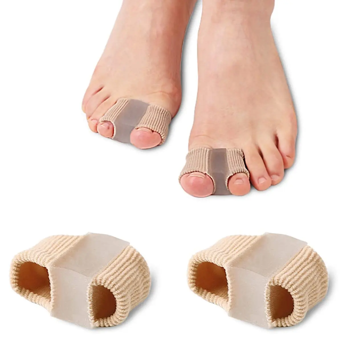 Unisex Overlapping Toe Corrector, Gel Intertoe Separators with Dual Fixed Rings, Hammer Toe Correction (2 Pairs), Ca Prop 65 Compliant, Pedicure Care Tool, Foot Care Product