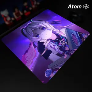 ATOM Mouse Pad  Anime Character Tempered Glass Mouse Pad, Laser Engraved Photovoltaic Glass, Super Slip Surface, Non-slip Honeycomb Base FPS Gaming Mouse Pad