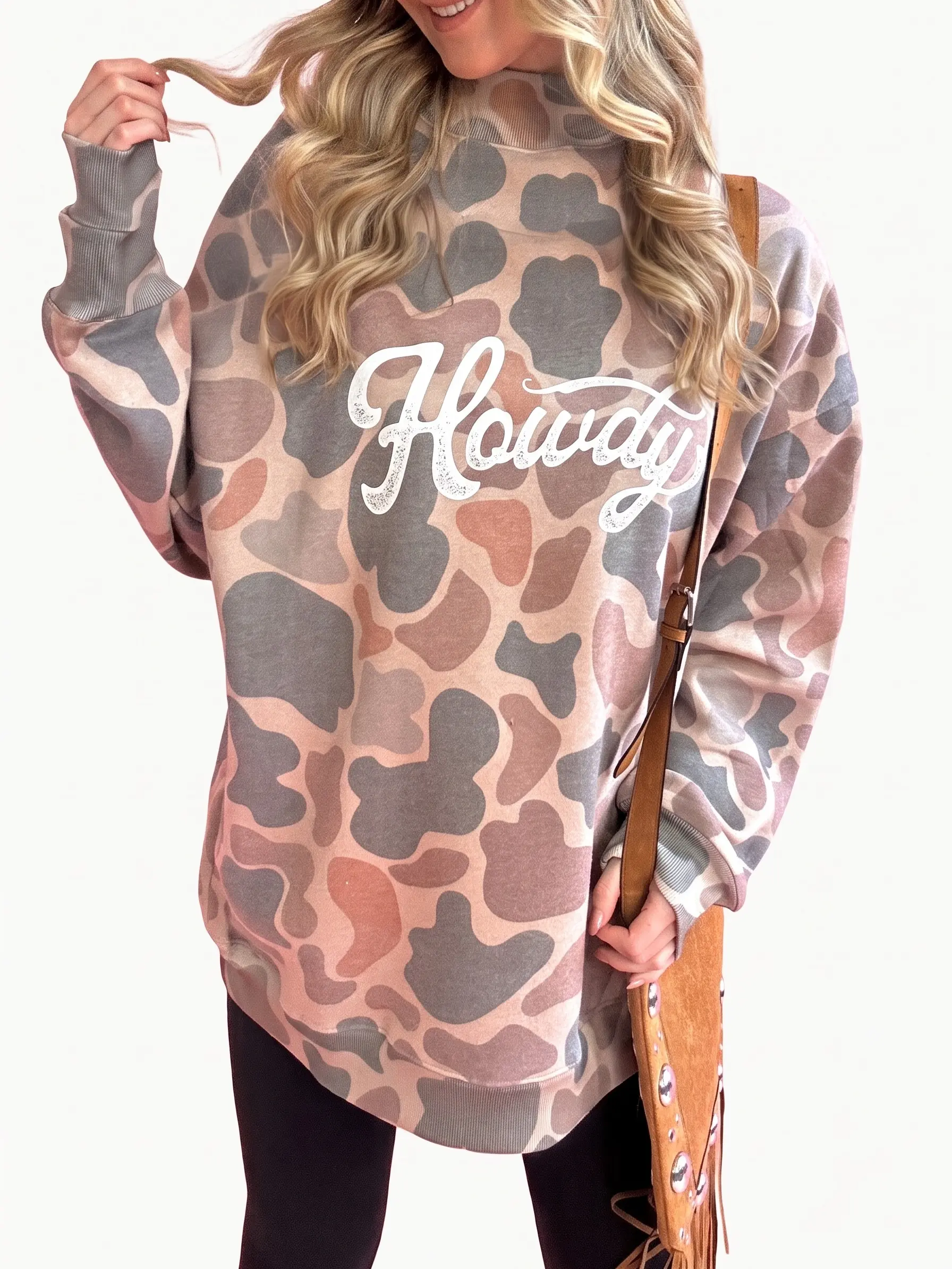 Women's Howdy Graphic Sweatshirt Oversized Western Pullover Long Sleeve Casual Crewneck Print Fall Tops Animal