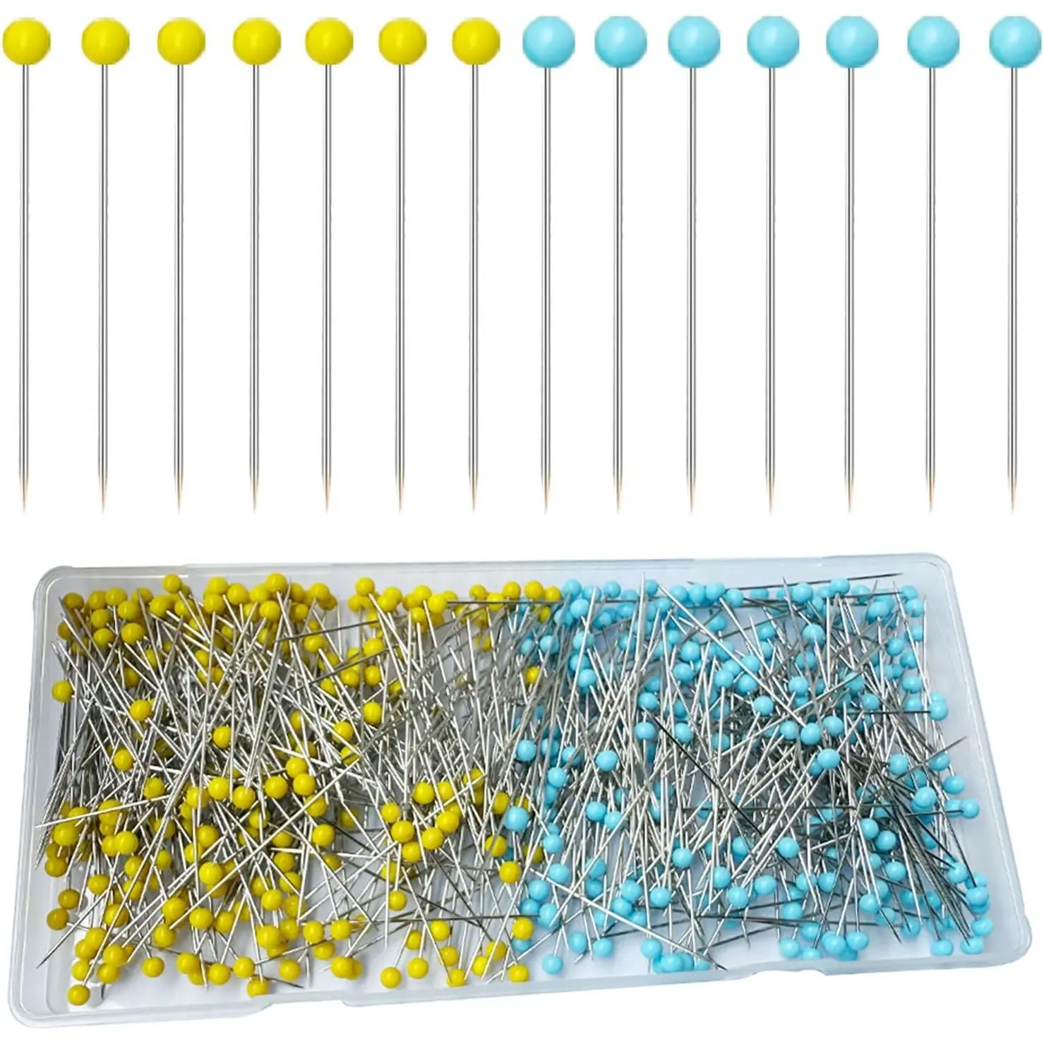 500 count Straight Pins, 1.75IN Sewing Pins Long Glass Ball  Quilting Pins for Fabric, Stainless Steel Dressmaker for Sewing, Crafts,  Making, DIY(Yellow and Blue)
