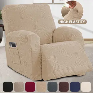 1-Seater Stretch Recliner Cover, 4-Piece Washable Furniture Protector with Elastic Bottom for Kids, Dogs