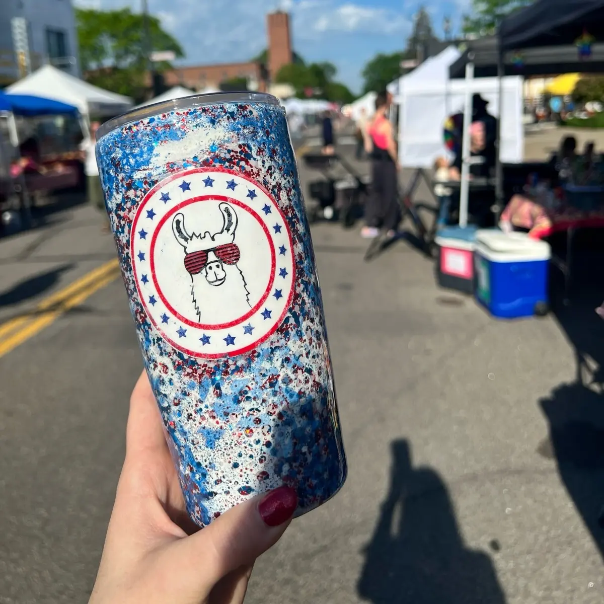 Fourth of July llama custom tumbler