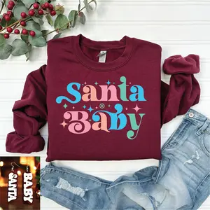 Santa Baby Maroon- Maroon Sweatshirt Cotton Womenswear Cotton