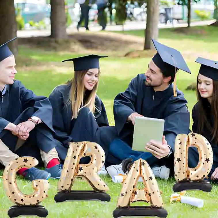 Grad Balloons with Mortarboard, Standing 55 in Foil Graduation Balloons Large Congrats Graduation Party Balloons Congratulations Letter Grad Decorations for Graduation Celebration Party Supplies