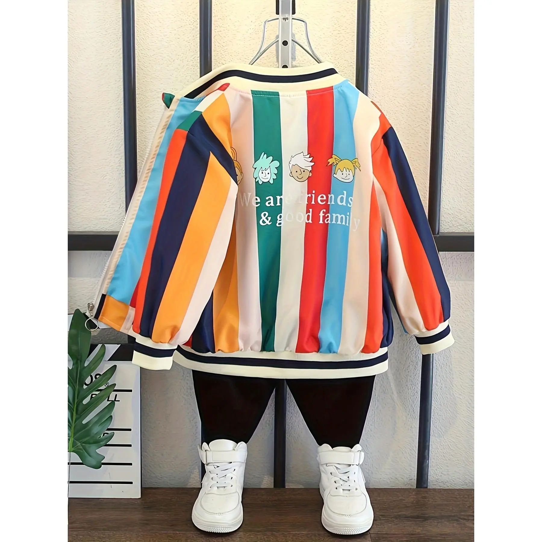 Boys' Striped Polyester Baseball Jacket, Casual Long Sleeve Zip Up Lightweight Outerwear for Spring & Fall, Ages 3-10Y, 3 - 4 Years, 5-6Y, 4-5Y, 6-7Y
