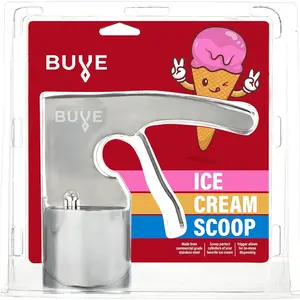 Ice cream scoop stainless steel old time cylindrical design with springpowered trigger for easy release easy to clean big volume scoops old fashioned nostalgic ice cream scooper