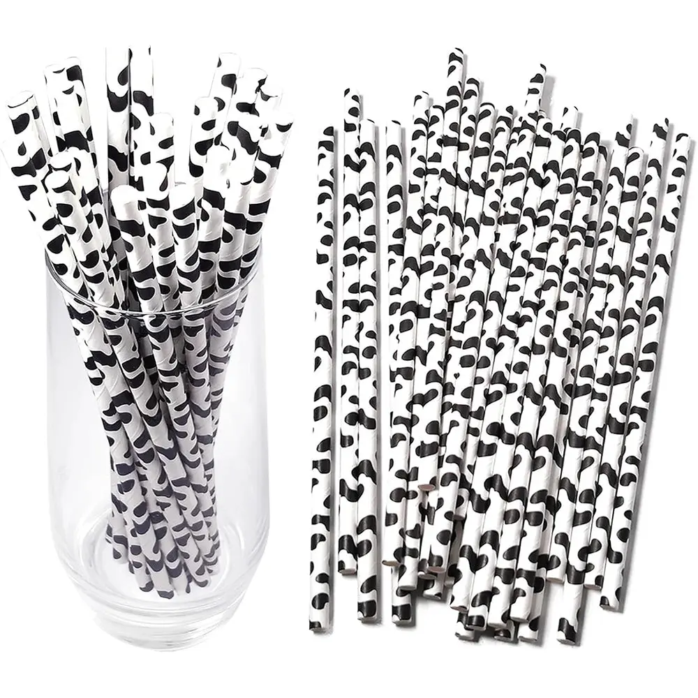 Cowboy Cow Print Paper Straws - Perfect for Parties!