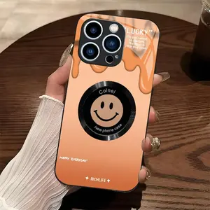 MagSafe Casing for iPhone 14 Pro, Cute Smile Glitter Gradient Smartphone Cover with Lens Protection, Aesthetic Cellphone Accessory