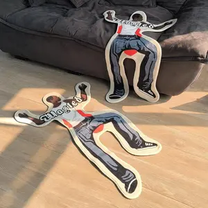 Creative Irregular Human Shaped Carpet, American Street Style Rug, Decorative Fluffy Rug, Soft Comfortable Plush Mat, Suitable for Living Room Bedroom Closet