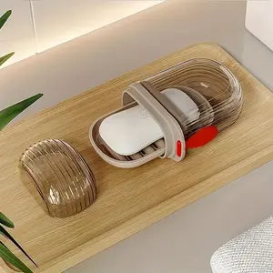 Portable Soap Box with Lid, 1 Pc Mini Soap-Draining Storage Holder, Soap Dish and Soap Saver for Home Bathroom and Outdoor Camping, Bathroom Accessories