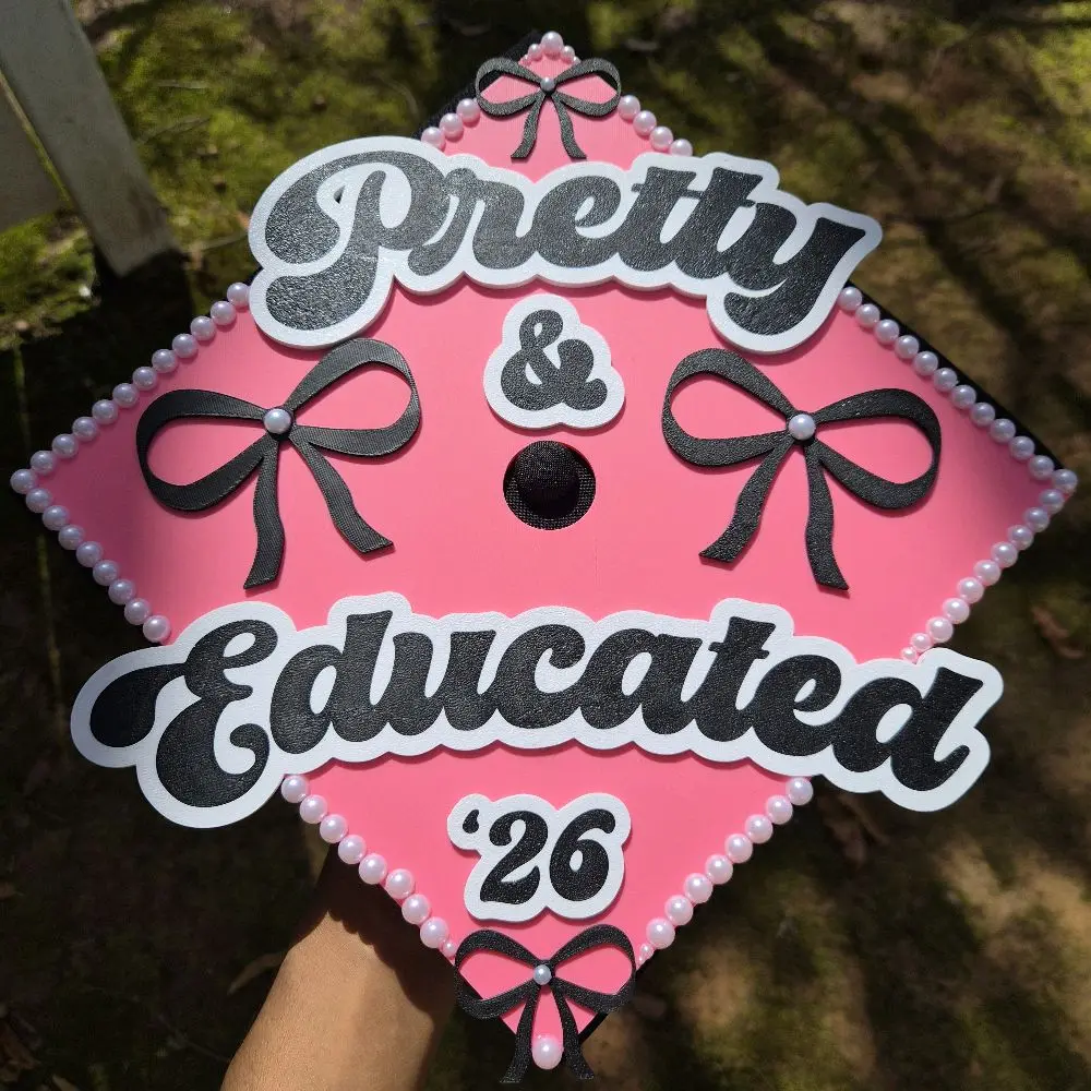 custom pink and pearls graduation cap topper custom pink and pearls graduation cap topper