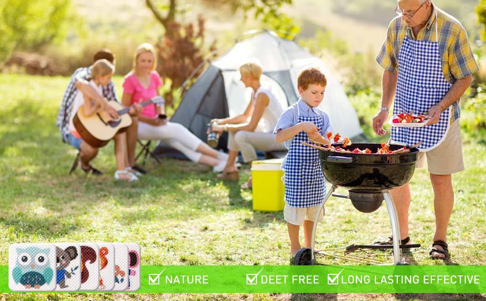 Natural Bug Repellent Stickers - with Essential Oils for Family & Kids, Cute Animal Shapes, DEET-Free Plant-Based Protection for Camping, Travel & Outdoor Activities