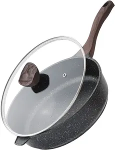 Nonstick Deep Frying Pan with Lid, 10 Inch Non Stick Skillet, Saute Pan for Cooking,  Induction Cookware, PFOA Free